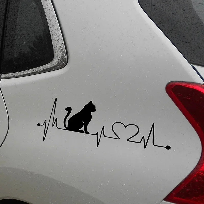 Cat Electrocardiogram Car & Wall Stickers Anime Decor & Bathroom Accessories