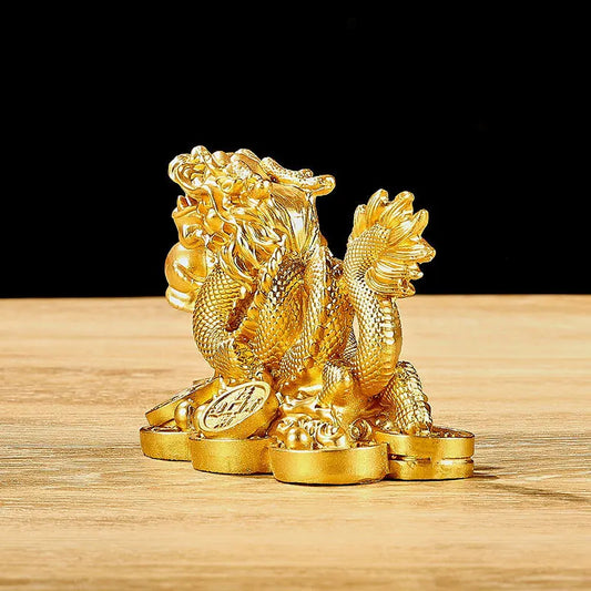 Majestic Chinese Dragon Statue Feng Shui Lucky Charm for Wealth & Power