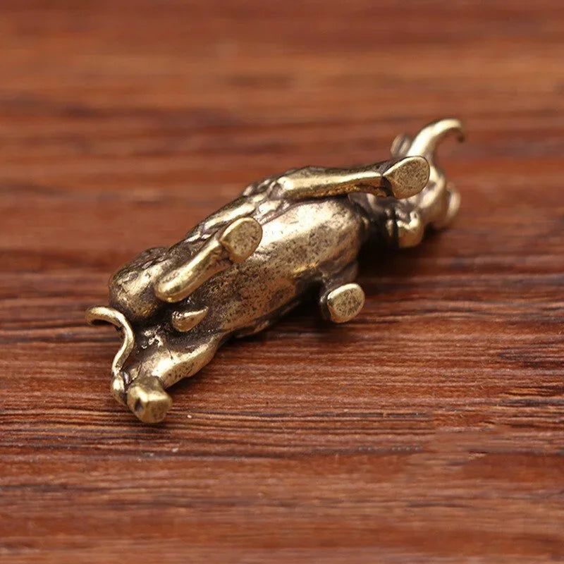 Brass Bullfighting Statue  Lucky Copper Bull Figurine for Wealth & Home Decor