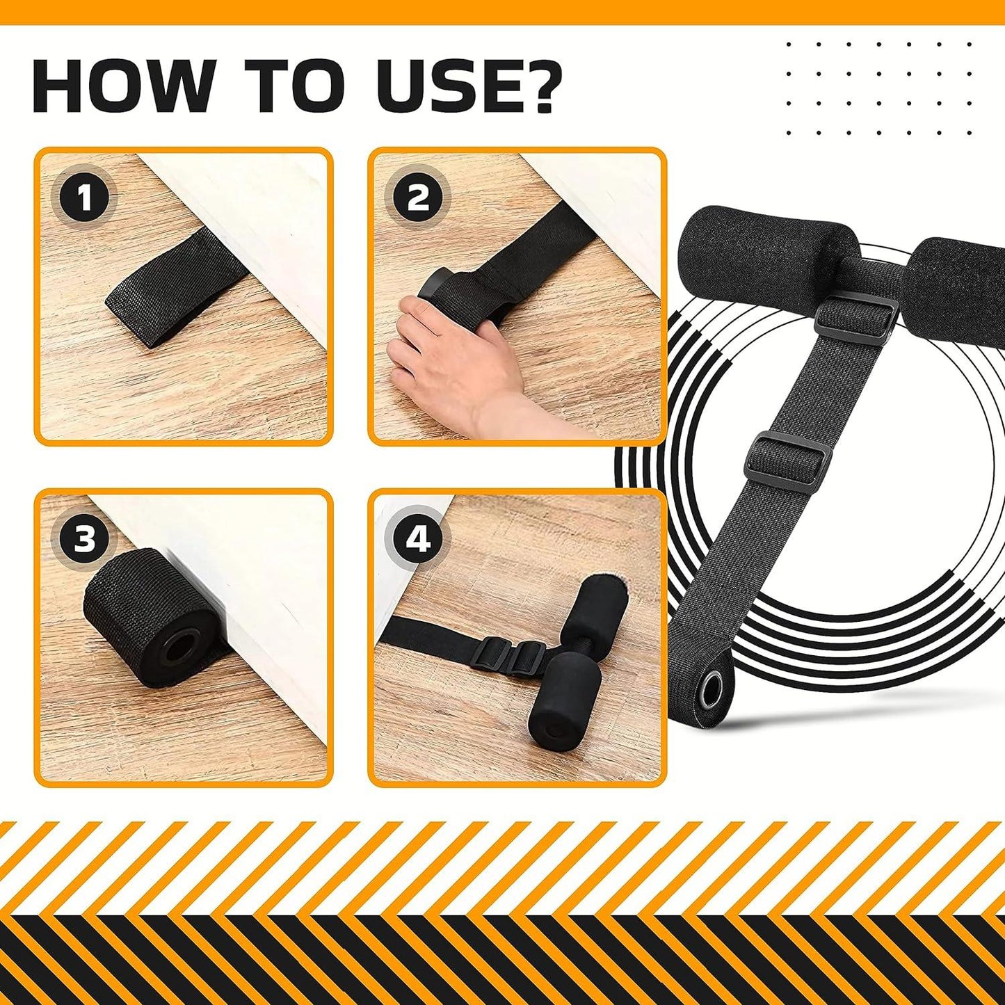 Adjustable Nordic Hamstring Curl Strap  Sit-Up & Foot Holder Exercise Belt