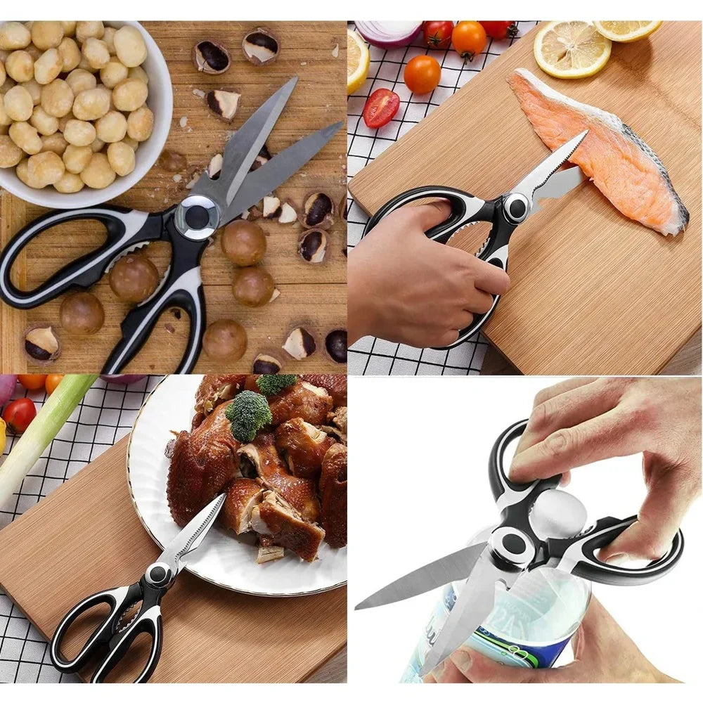 Multifunctional Stainless Steel Kitchen Scissors – Heavy-Duty Chef Shears for Cutting Chicken, Meat, Bones & Vegetables Kitchen Utensils & Accessories Tool