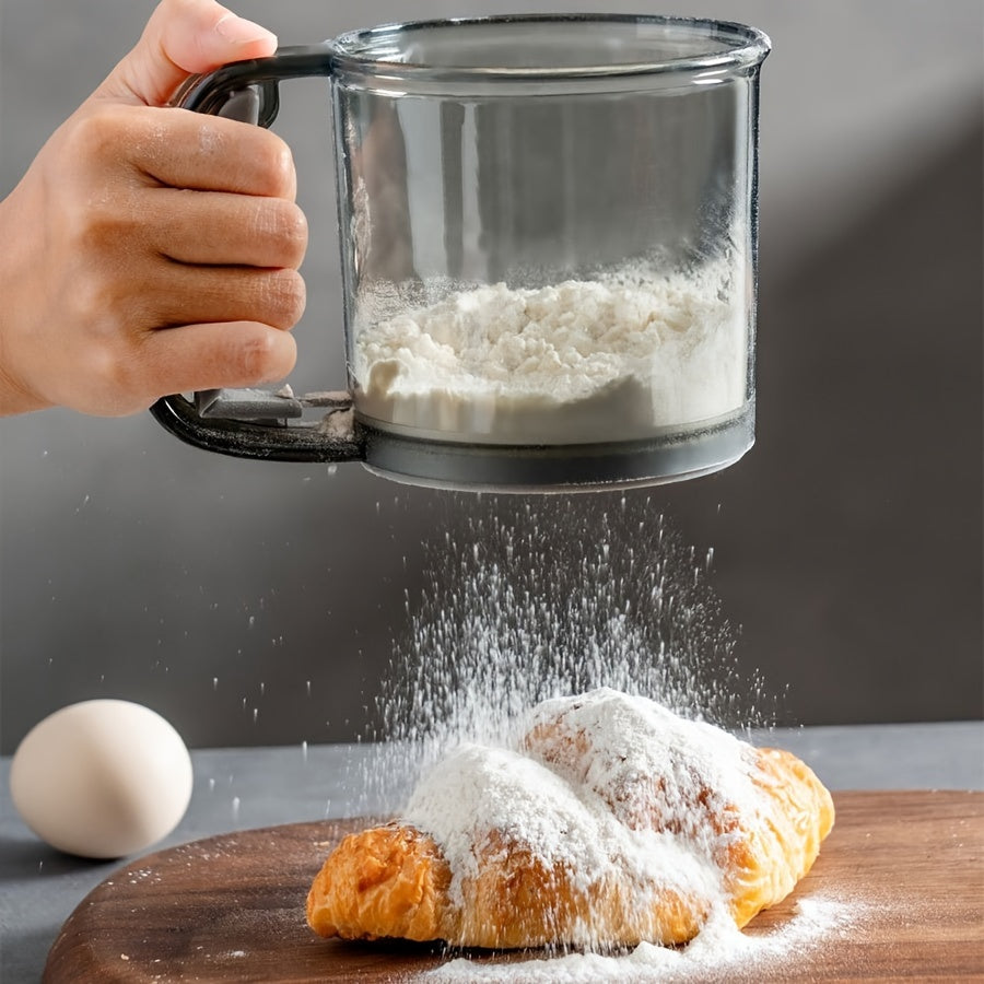Semi-Automatic Flour Sifter with Hand Press  Transparent Non-Stick Baking Sieve Too