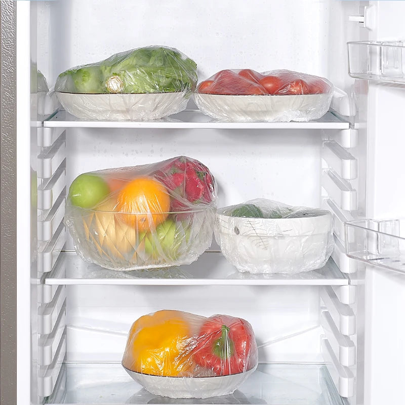 Reusable Elastic Food Covers – Stretchable Plastic Wrap Lids for Bowls, Plates & Food Storage (Durable & Disposable Option)