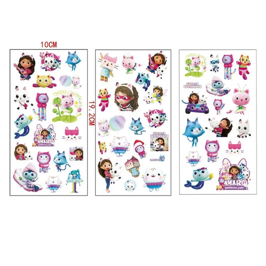 3PCS Kawaii Gabby’s Dollhouse Cat Tattoo Stickers Waterproof, Cute & Fun Gifts for Kids