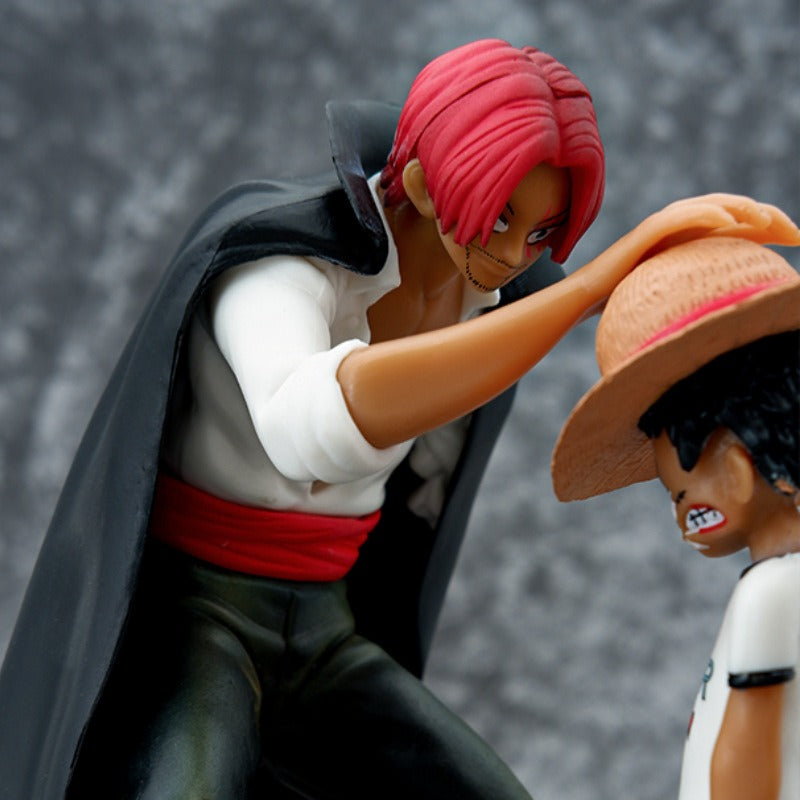 Bandai One Piece Red Haired Shanks Figure  Straw Hat Scene Collectible Car Model Ornament