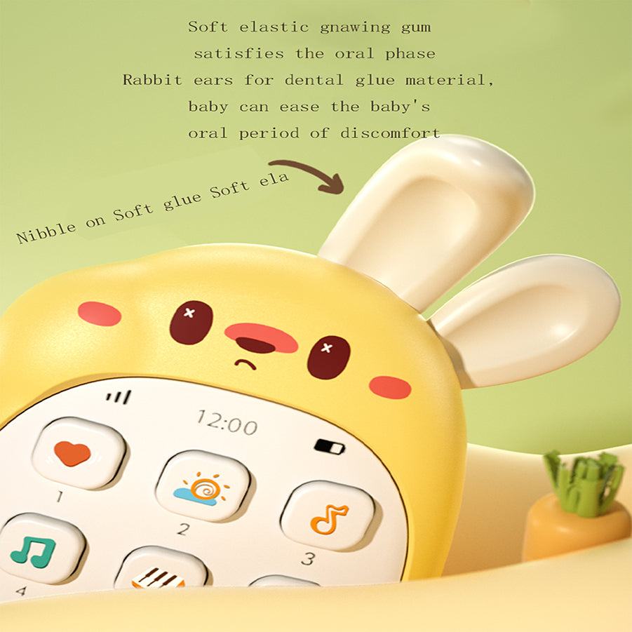Multifunctional Baby Rabbit Toy Phone  Chewable Music Puzzle for Boys & Girls (Battery-Free)