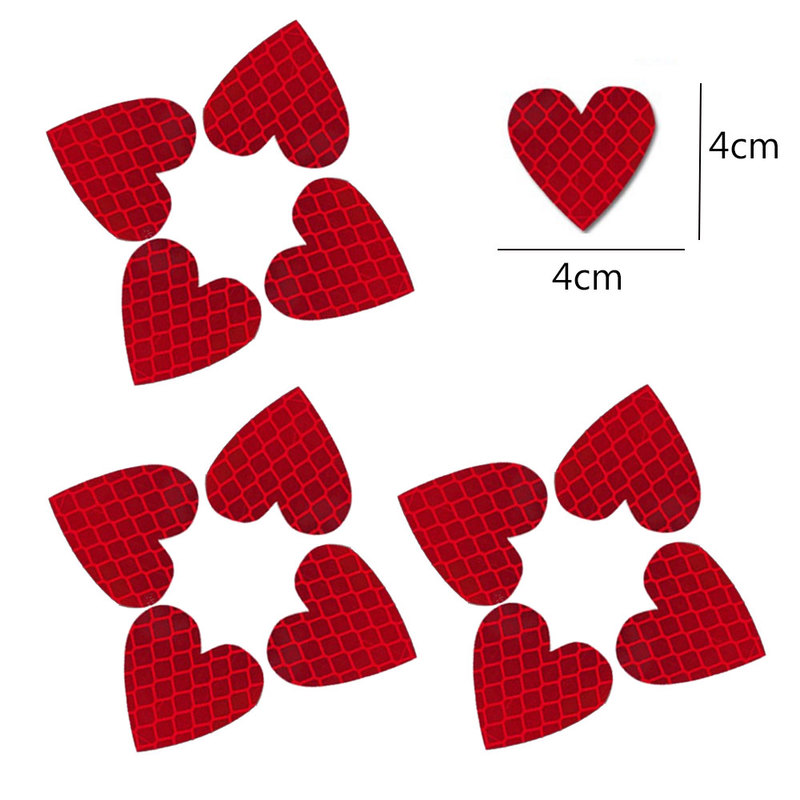 12PCS Heart-Shaped Reflective Car Stickers Night Safety Warning Tape Decals for Vehicle Decoration & Accessories