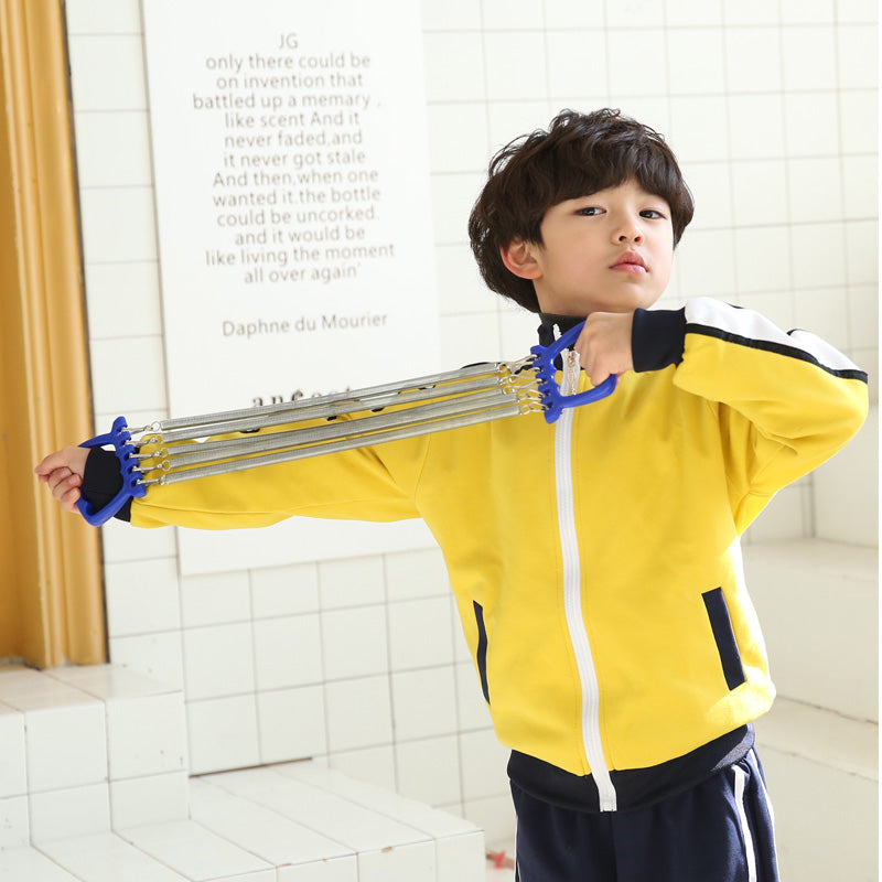 Kids Indoor Spring Chest Developer  Adjustable Muscle Strengthener with 5 Resistance Bands