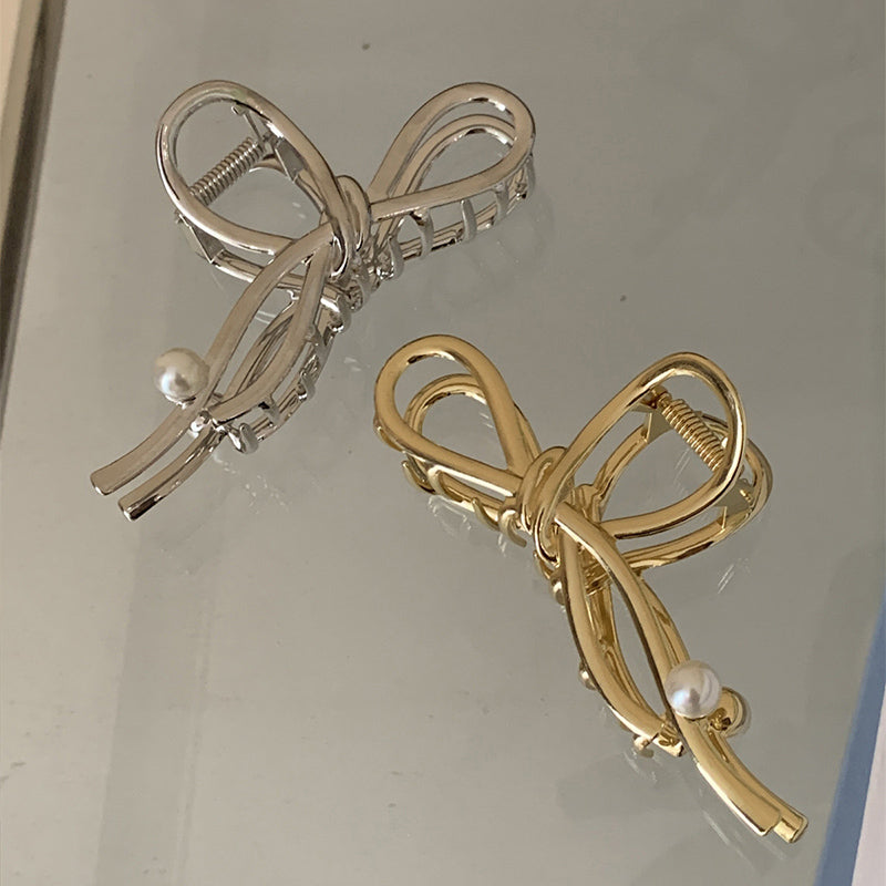 Exquisite Metal Pearl Geometric Hair Crab Claw Clip – Elegant Shark Barrettes for Women & Girls