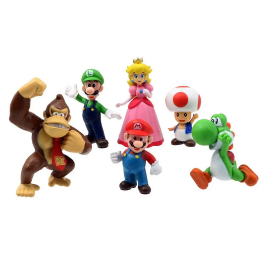 Super Mario Bros Action Figure Set  6-18 PCS  Yoshi, Luigi, Donkey Kong, Mushroom & More Kids Birthday Gift Toys
