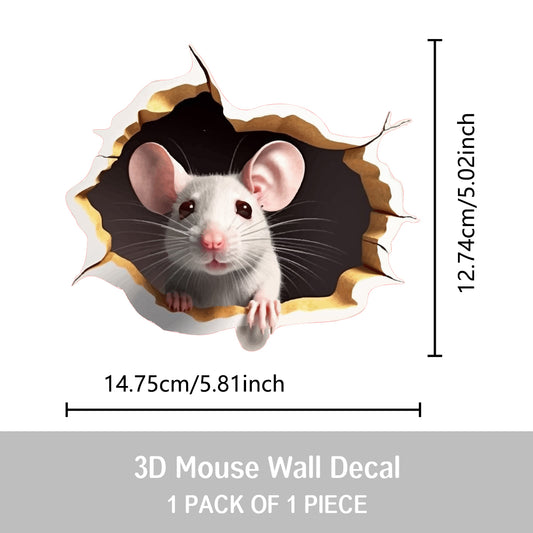 3D Cute Mouse Hole Wall Sticker Adorable Animal & Flower Design for Fun Home Decoration