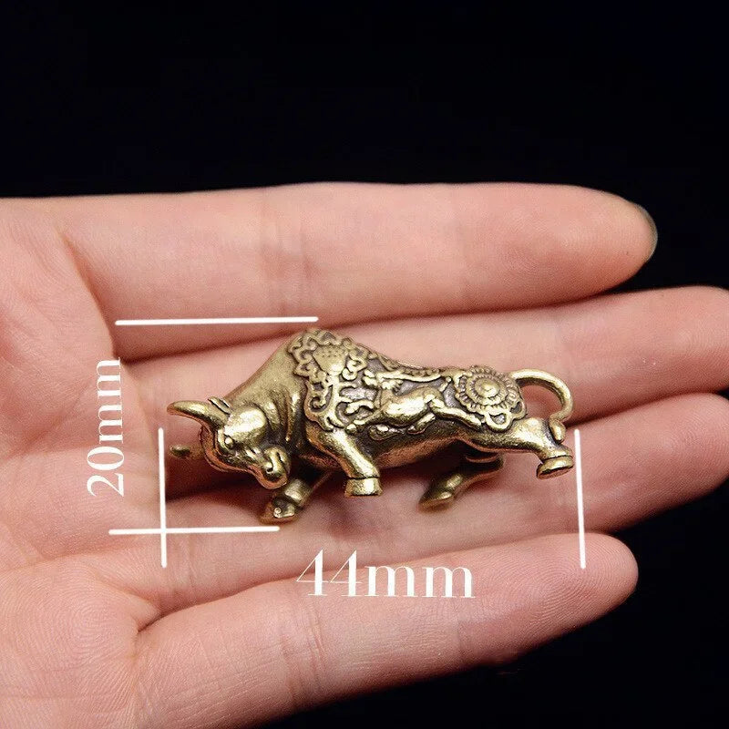 Brass Bullfighting Statue  Lucky Copper Bull Figurine for Wealth & Home Decor