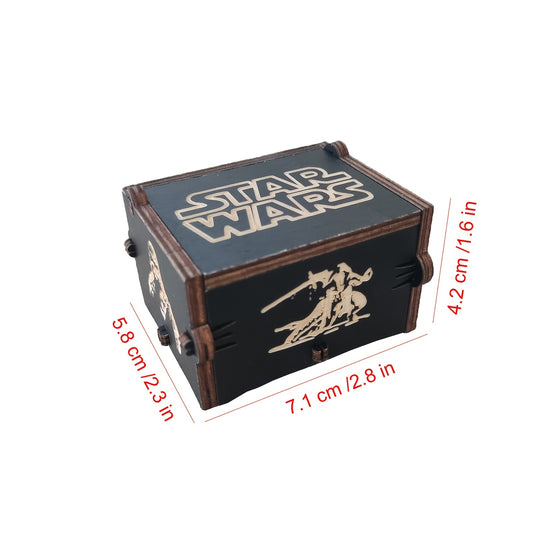Vintage Black Wooden Hand Cranked Music Box  Classic Carved Design for Birthday & Christmas Gifts