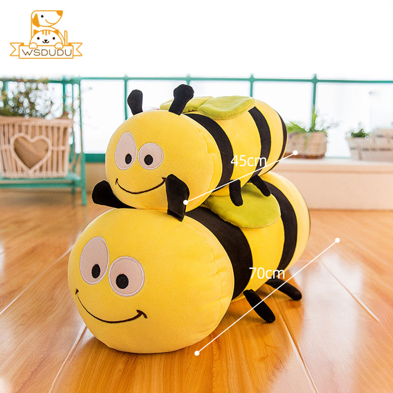 Adorable Giant Bee Plush Pillow  Soft Hugging Sleep Companion for Kids & Girls