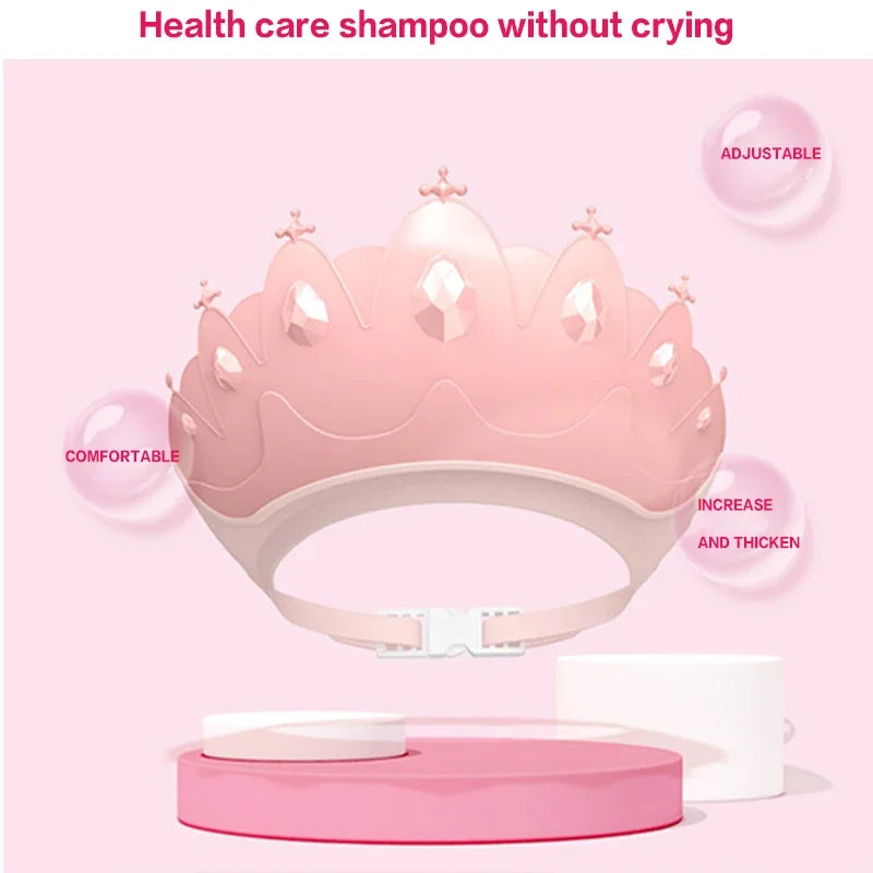 Cartoon Baby Shampoo Cap  Adjustable Bath Visor with Ear & Eye Protection