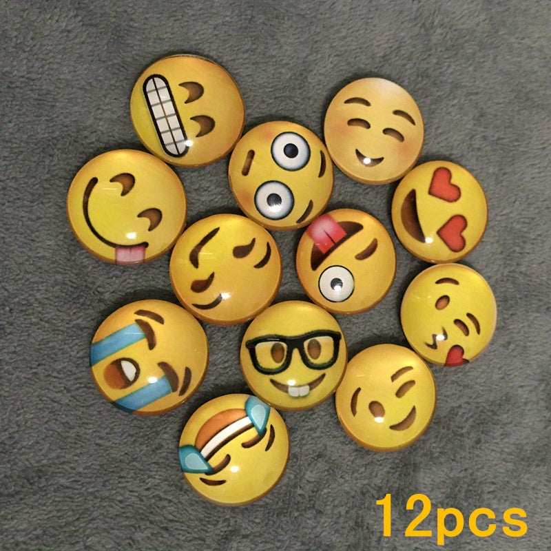12pcs Round Smile Face Fridge Magnets – Cute Polystyrene Decorative Magnets for Home & Office