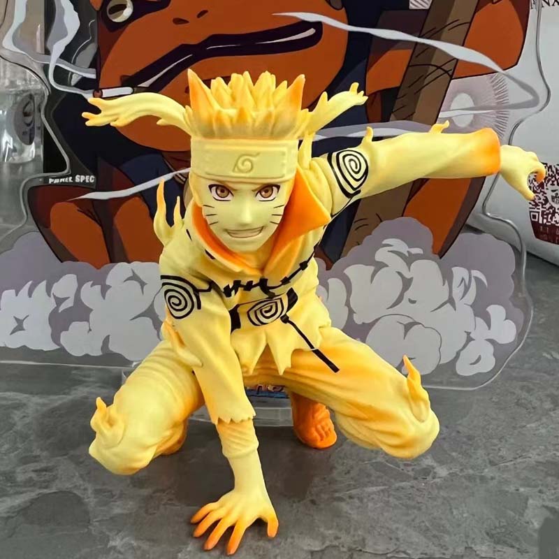 Naruto Uzumaki Six Paths Chakra Mode Gold PVC Figure  10cm Anime Battle Statue Collectible Toy