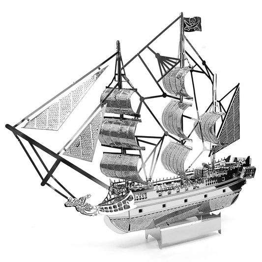 3D Metal Pirate Ship Puzzle Black Pearl DIY Laser-Cut Model Kit Toy