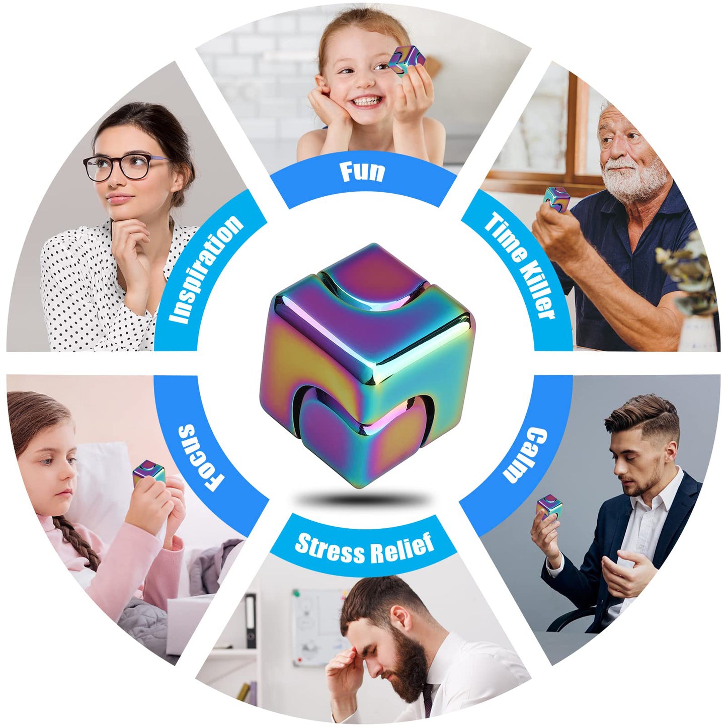 Metal Cube Spinner Fidget Toy  3D Puzzle Gear Gyro for Kids & Adults  Sensory Stress Relief & Focus Toy