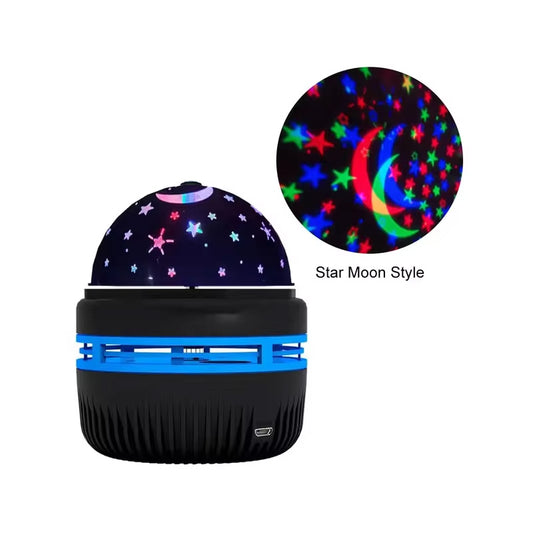 Colorful LED Starry Sky Projector Lamp  Rotating Moon & Star Night Light for Bedroom & Home Decoration