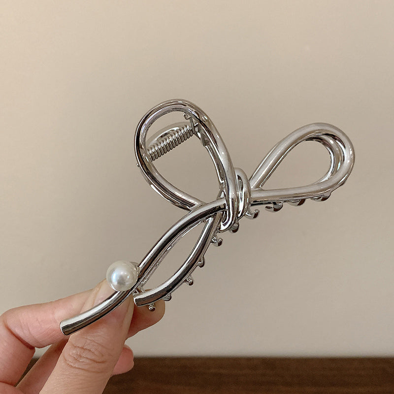 Exquisite Metal Pearl Geometric Hair Crab Claw Clip – Elegant Shark Barrettes for Women & Girls