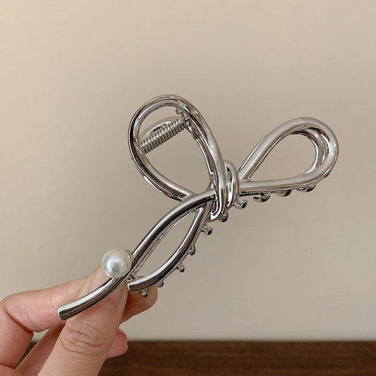 Exquisite Metal Pearl Geometric Hair Crab Claw Clip – Elegant Shark Barrettes for Women & Girls