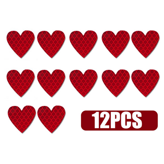 12PCS Heart-Shaped Reflective Car Stickers Night Safety Warning Tape Decals for Vehicle Decoration & Accessories