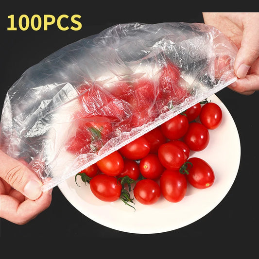 Reusable Elastic Food Covers – Stretchable Plastic Wrap Lids for Bowls, Plates & Food Storage (Durable & Disposable Option)