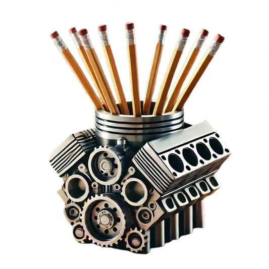 Resin V8 Car Engine Pen Holder Unique Stationery Organizer & Desktop Auto Engine Decor