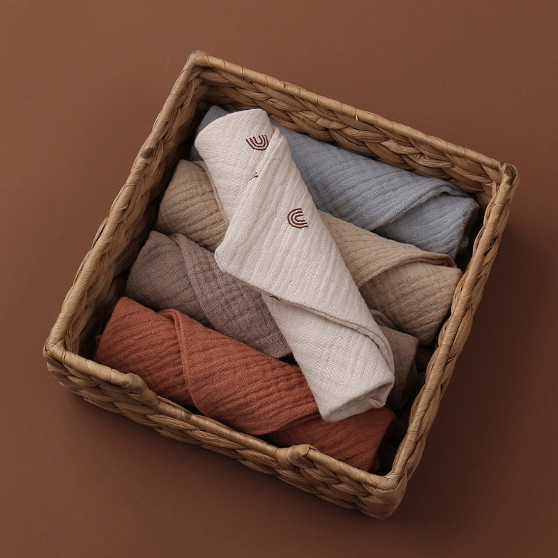 5PC Soft Cotton Muslin Baby Towels & Washcloths for Newborns
