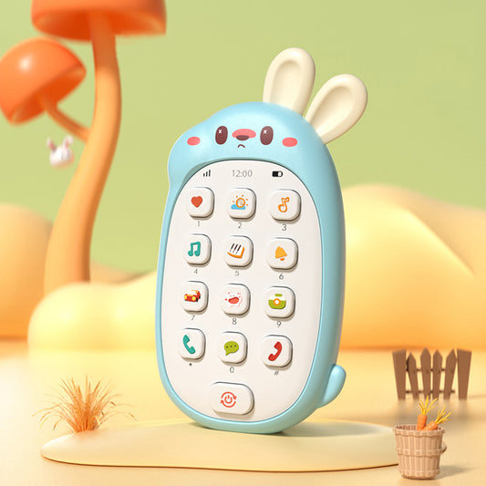 Multifunctional Baby Rabbit Toy Phone  Chewable Music Puzzle for Boys & Girls (Battery-Free)