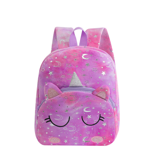 Kawaii Plush Unicorn Backpack  Large Capacity School Bag for Kids, Girls, and Kindergarten Students