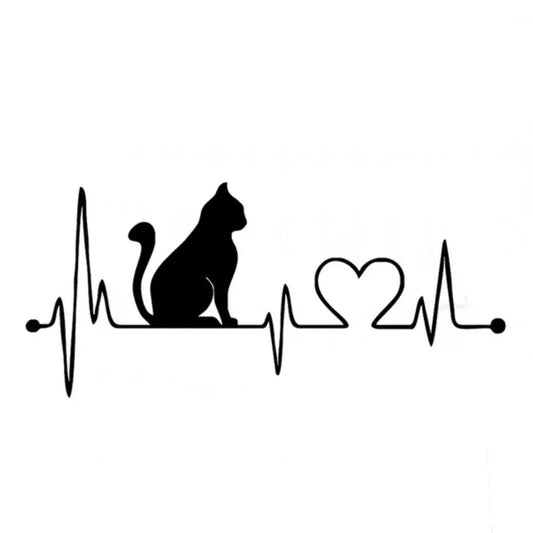 Cat Electrocardiogram Car & Wall Stickers Anime Decor & Bathroom Accessories