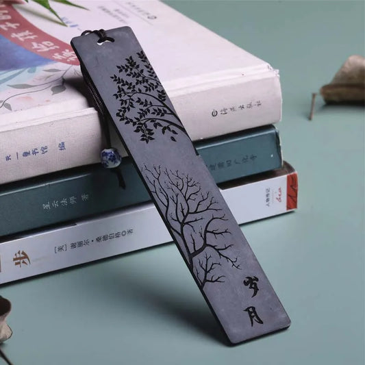 Mahogany Wooden Bookmark Chinese Style Carved Stationery for Readers & Students