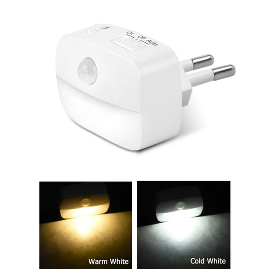 LED Motion Sensor Night Light  EU Plug-in Smart Wall Lamp for Hallway, Staircase, Kitchen, Bedroom & Bathroom