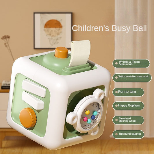 6-in-1 Montessori Busy Board Cube  Baby Sensory & Educational Toy for Boys & Girls