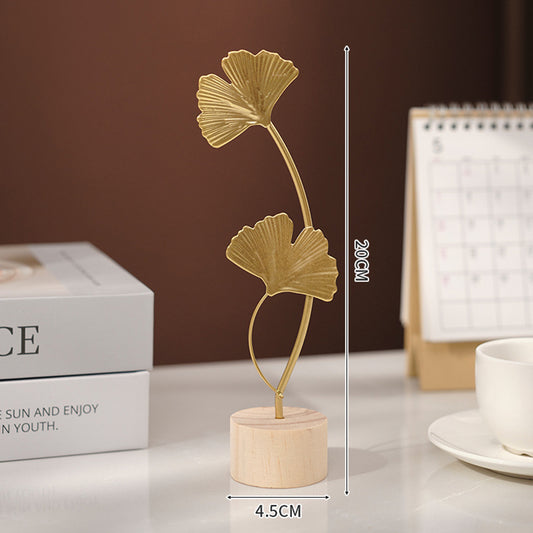Luxury Nordic Gold Ginkgo Leaf Sculpture Elegant Home & Office Decor Ornament for Living Room & Desktop