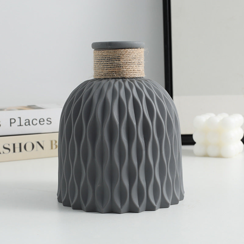 Modern Nordic Water Ripple Plastic Vase  Wave Design Flower Pot for Home & Desktop Decoration