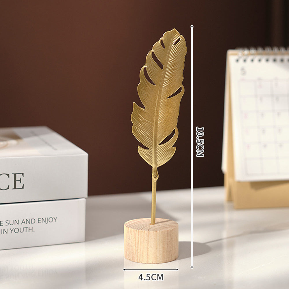 Luxury Nordic Gold Ginkgo Leaf Sculpture Elegant Home & Office Decor Ornament for Living Room & Desktop