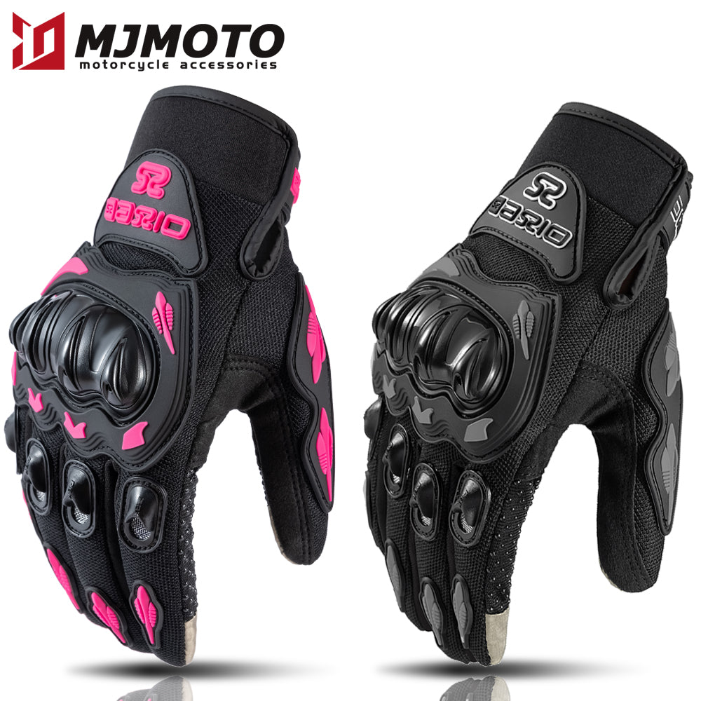 Women's Pink & Black Motorcycle Gloves  Summer Mesh, Breathable, Touchscreen, Motocross Racing
