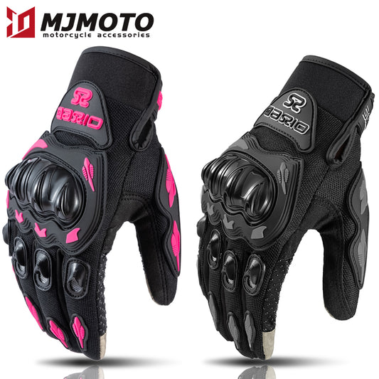 Women's Pink & Black Motorcycle Gloves  Summer Mesh, Breathable, Touchscreen, Motocross Racing