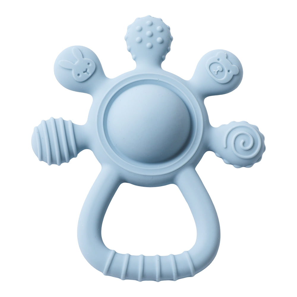 Baby Silicone Teether Rattle Food Grade Sensory Toy & Soothing Hand Bell for Infants 0-12M
