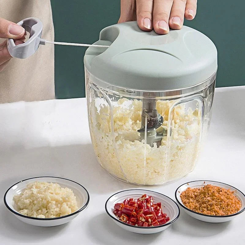 500/900ML Manual Meat Mincer & Garlic Chopper – Hand-Powered Vegetable Cutter & Onion Crusher for Kitchen Use