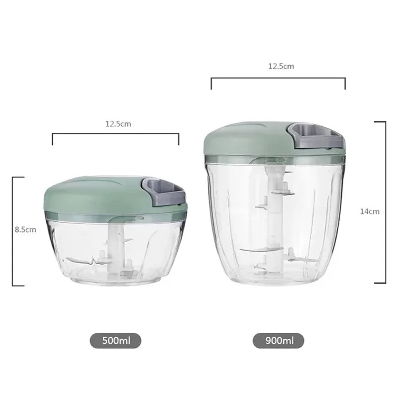 500/900ML Manual Meat Mincer & Garlic Chopper – Hand-Powered Vegetable Cutter & Onion Crusher for Kitchen Use