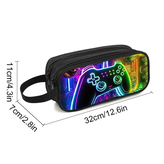 3D GamePad Double Layer Pencil Case Handheld Cartoon School Supplies for Boys & Girls
