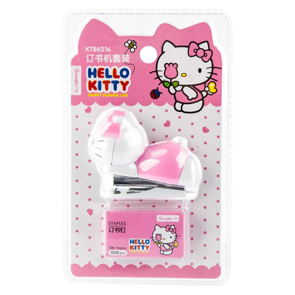 Hello Kitty Mini Stapler Set  Kawaii Sanrio Cartoon Stationery for Students & Office Use