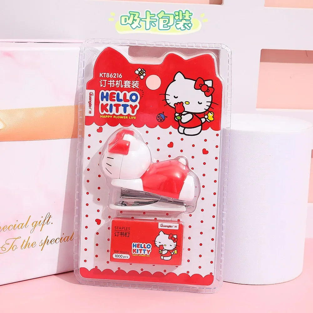 Hello Kitty Mini Stapler Set  Kawaii Sanrio Cartoon Stationery for Students & Office Use