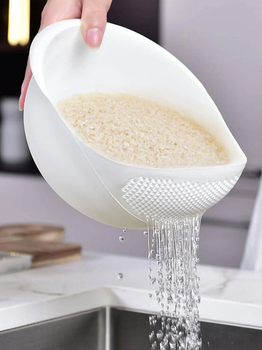 Magic Rice Washing Bowl with Fine Drain Sieve Non-Leak Kitchen Basin for Rice, Grains & Vegetables