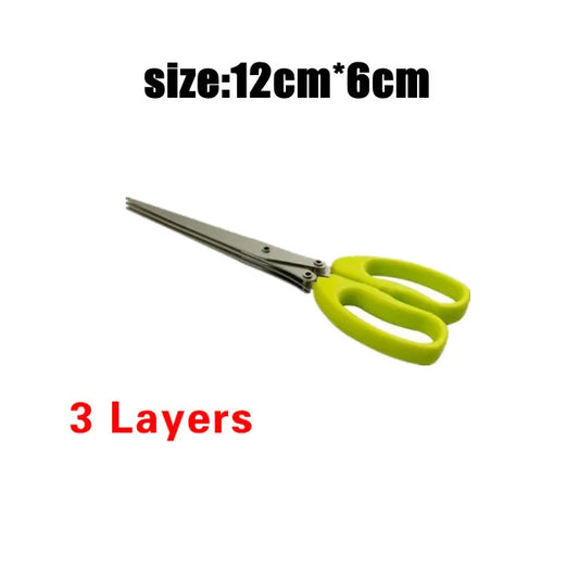 Multi Layer Kitchen Herb Scissors Stainless Steel Vegetable Cutter for Scallions, Spices & More
