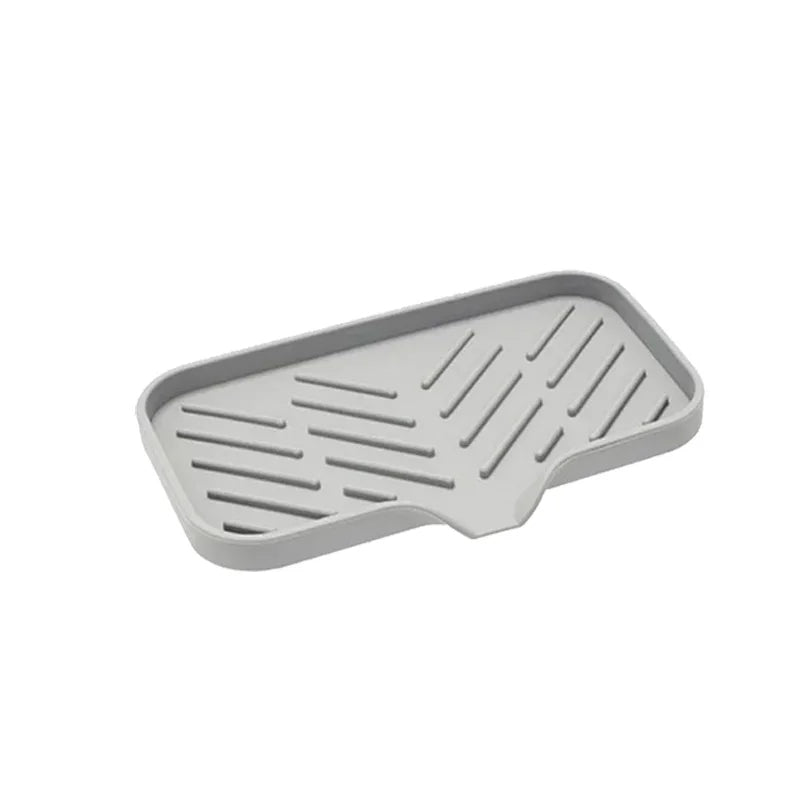 Silicone Sink Tray with Drain Soap, Sponge & Brush Holder for Kitchen Countertop Organization